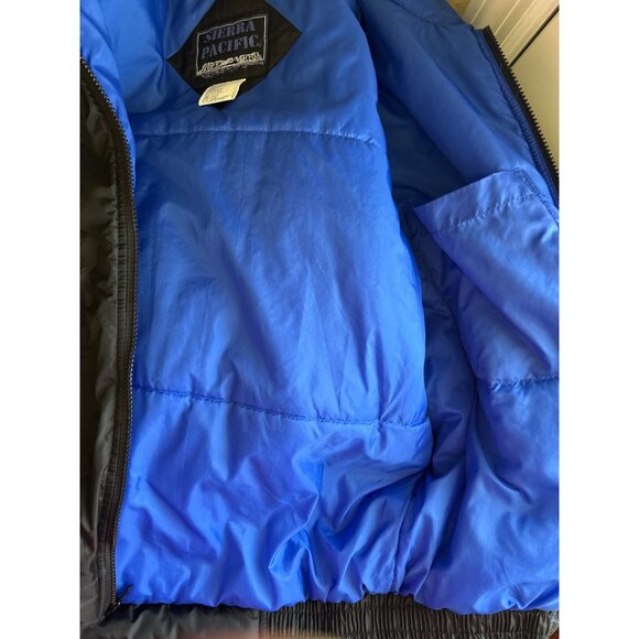 Sierra Pacific Black & Blue Full Zip Puffer Jacket Size M Lightweight - Picture 6 of 6